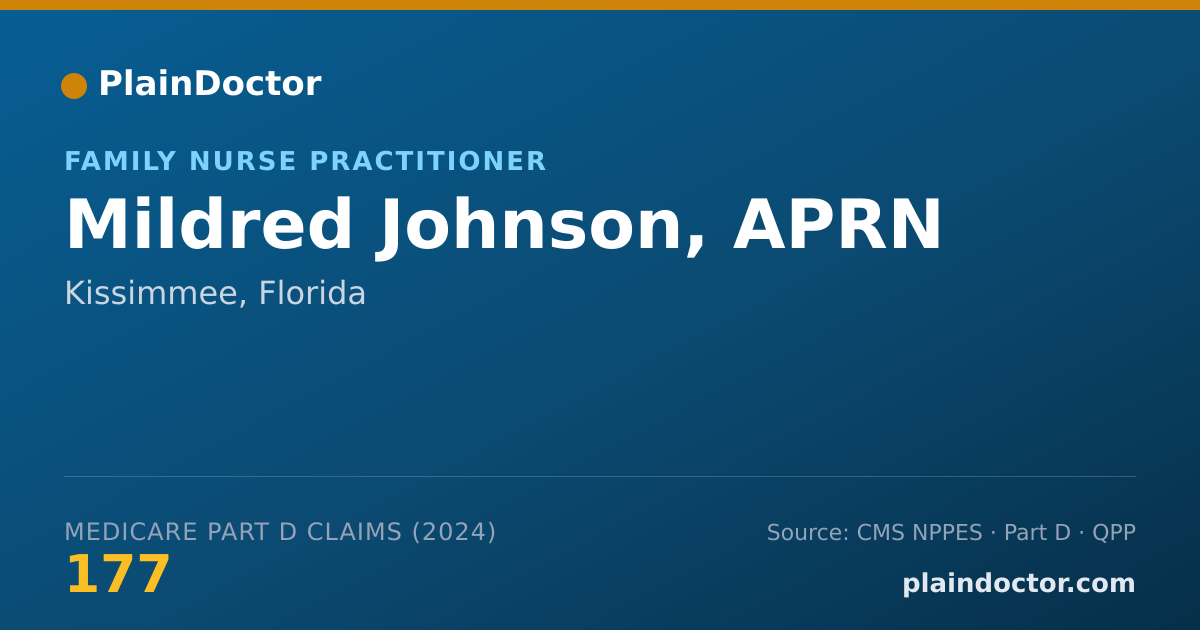 Shareable card for Mildred Johnson, APRN - Family Nurse Practitioner, Kissimmee, FL