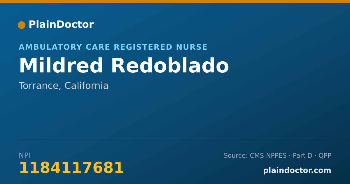 Shareable card for Mildred Redoblado - Ambulatory Care Registered Nurse, Torrance, CA