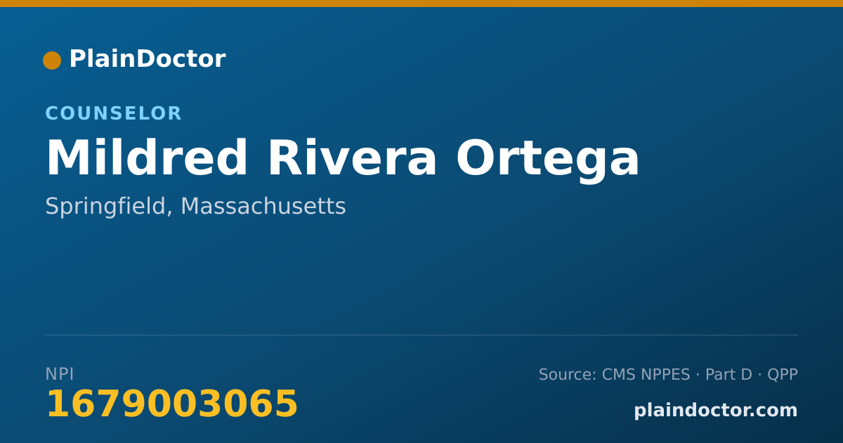 Shareable card for Mildred Rivera Ortega - Counselor, Springfield, MA