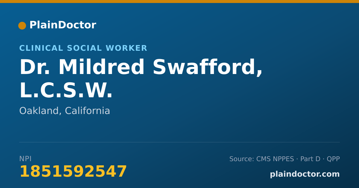 Shareable card for Mildred Swafford, L.C.S.W. - Clinical Social Worker, Oakland, CA