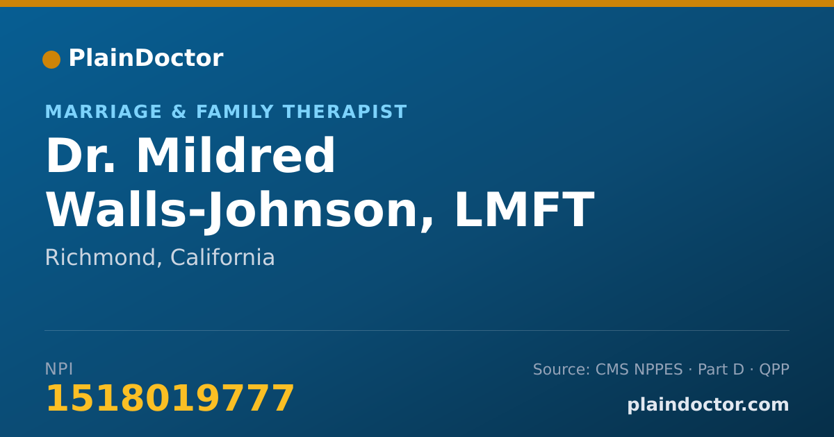 Shareable card for Mildred Walls-Johnson, LMFT - Marriage & Family Therapist, Richmond, CA