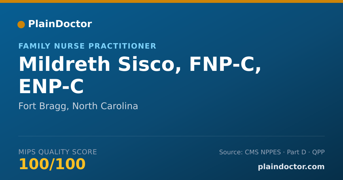 Shareable card for Mildreth Sisco, FNP-C, ENP-C - Family Nurse Practitioner, Fort Bragg, NC