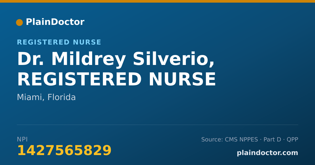Shareable card for Mildrey Silverio, REGISTERED NURSE - Registered Nurse, Miami, FL