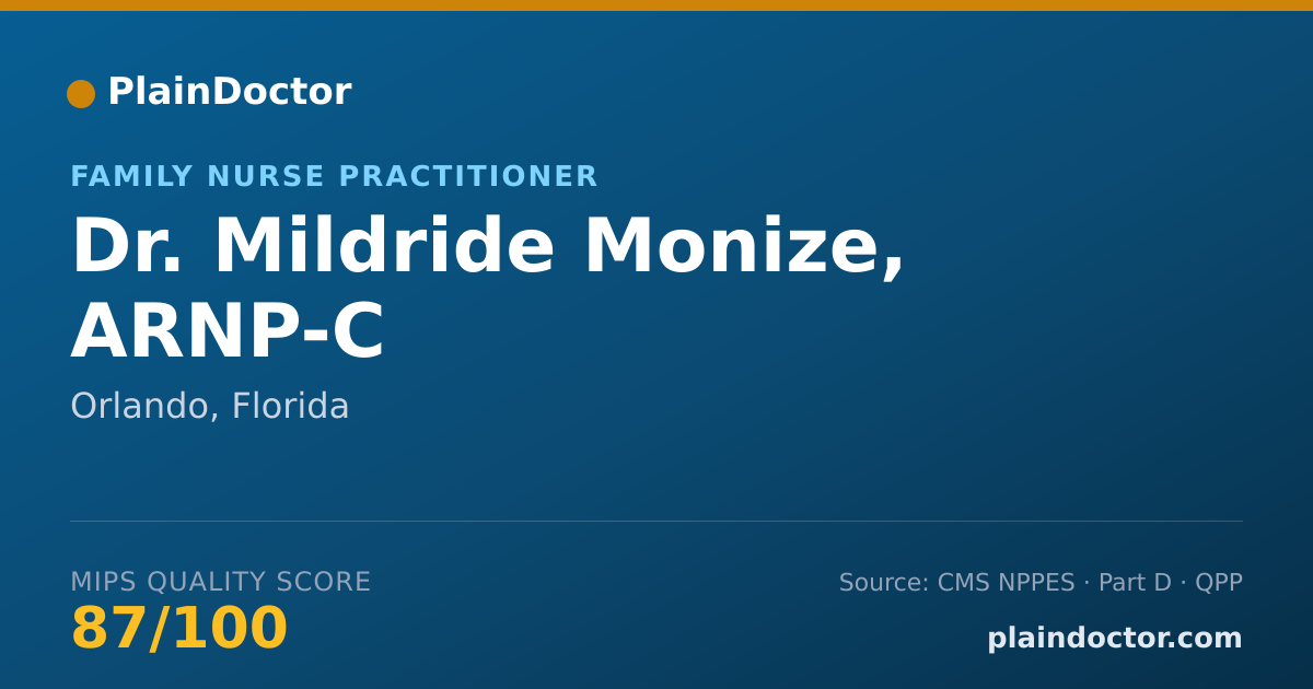 Shareable card for Mildride Monize, ARNP-C - Family Nurse Practitioner, Orlando, FL
