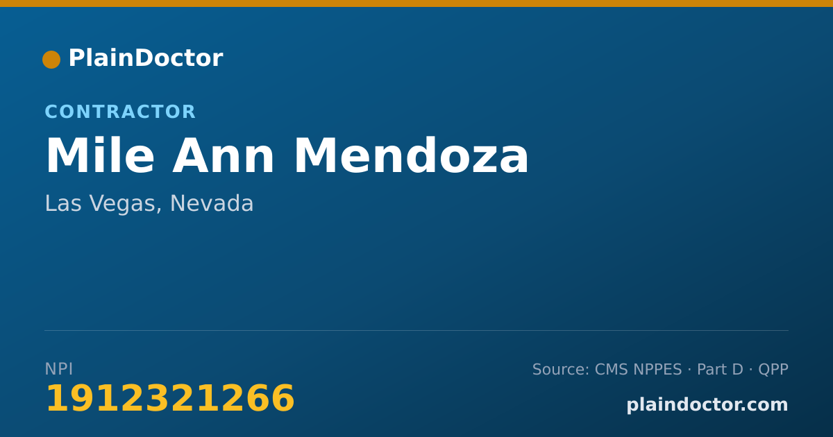 Shareable card for Mile Ann Mendoza - Contractor, Las Vegas, NV