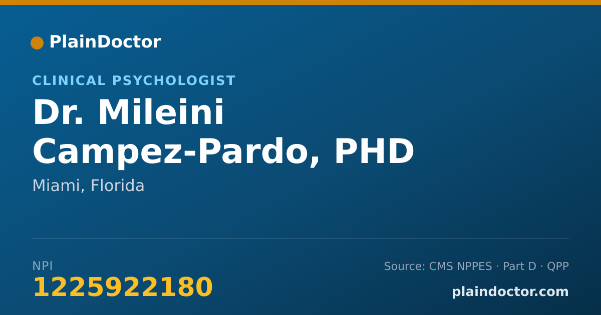 Shareable card for Mileini Campez-Pardo, PHD - Clinical Psychologist, Miami, FL