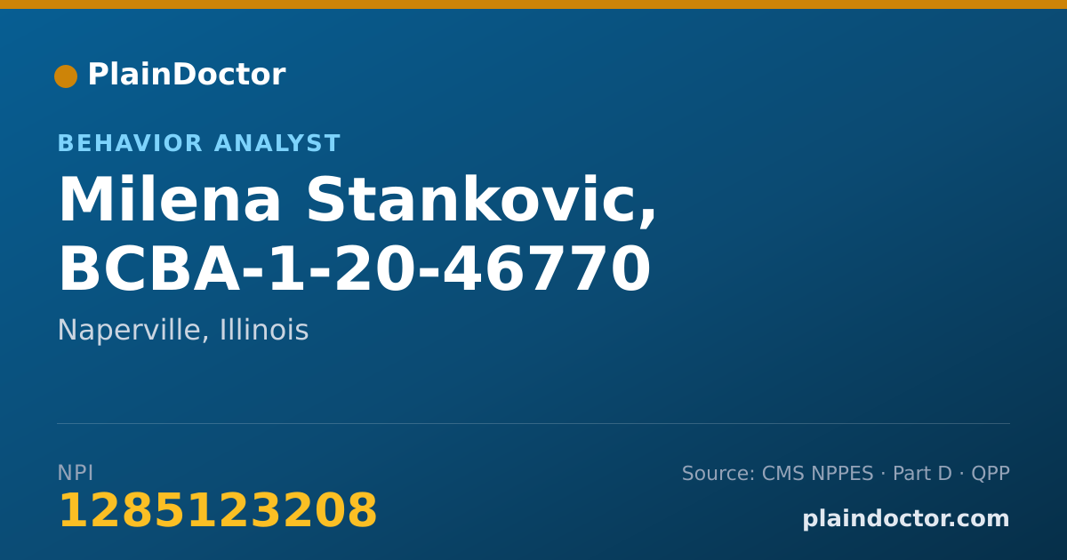 Shareable card for Milena Stankovic, BCBA-1-20-46770 - Behavior Analyst, Naperville, IL