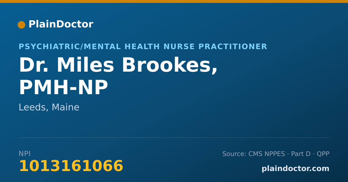 Shareable card for Miles Brookes, PMH-NP - Psychiatric/Mental Health Nurse Practitioner, Leeds, ME