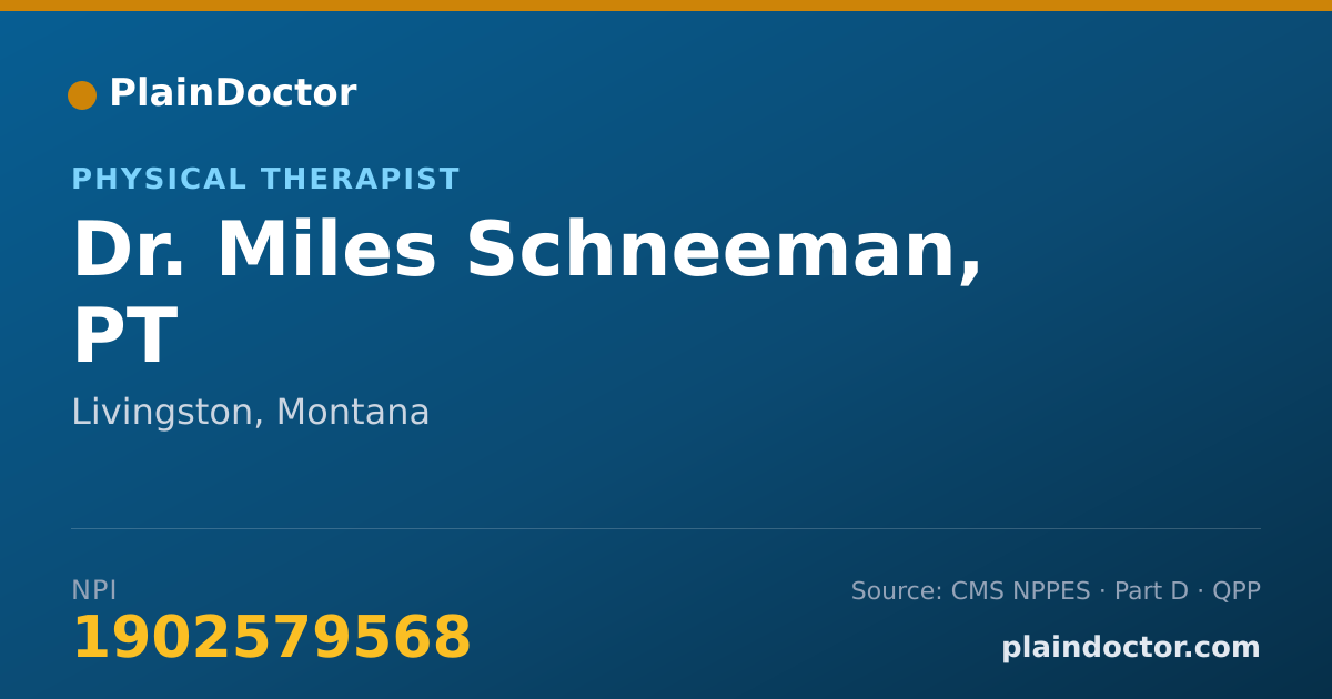 Shareable card for Miles Schneeman, PT - Physical Therapist, Livingston, MT