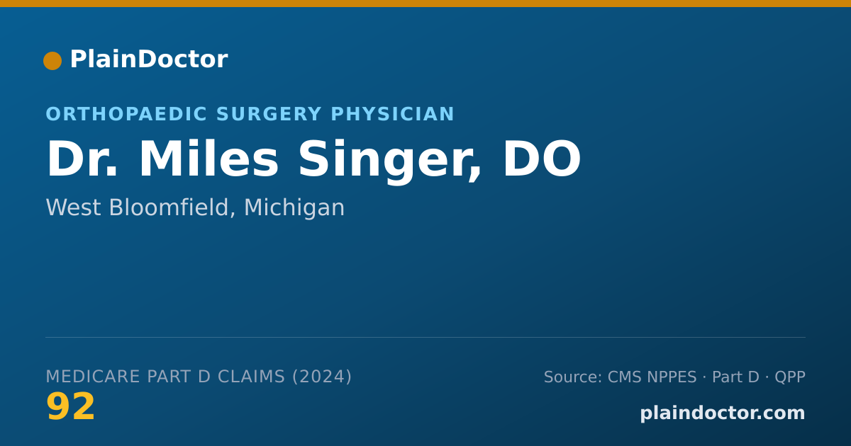 Shareable card for Miles Singer, DO - Orthopaedic Surgery Physician, West Bloomfield, MI