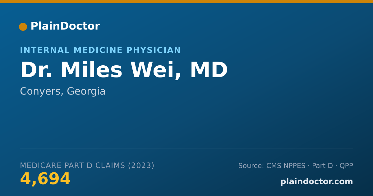 Shareable card for Miles Wei, MD - Internal Medicine Physician, Conyers, GA