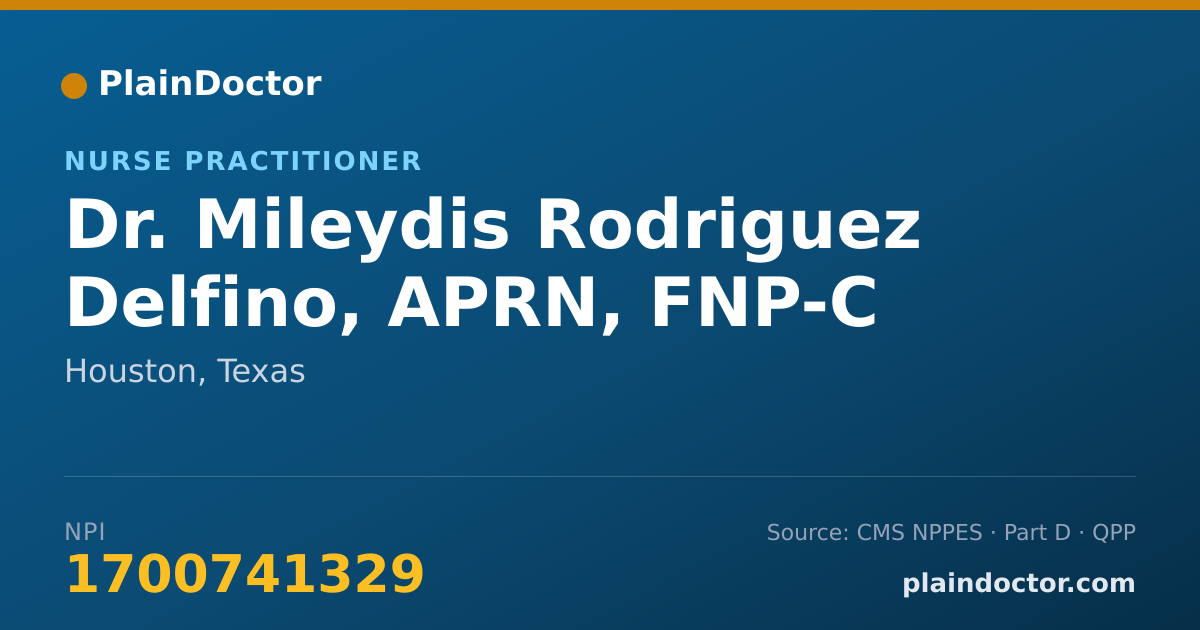 Shareable card for Mileydis Rodriguez Delfino, APRN, FNP-C - Nurse Practitioner, Houston, TX