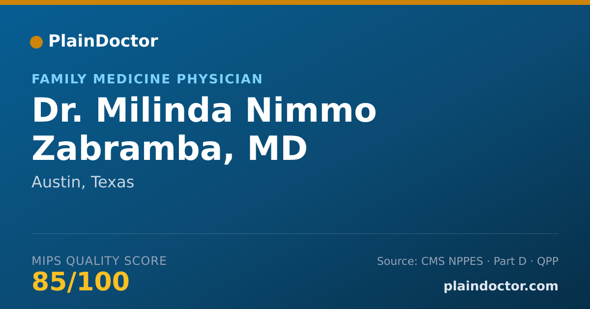 Shareable card for Milinda Nimmo Zabramba, MD - Family Medicine Physician, Austin, TX