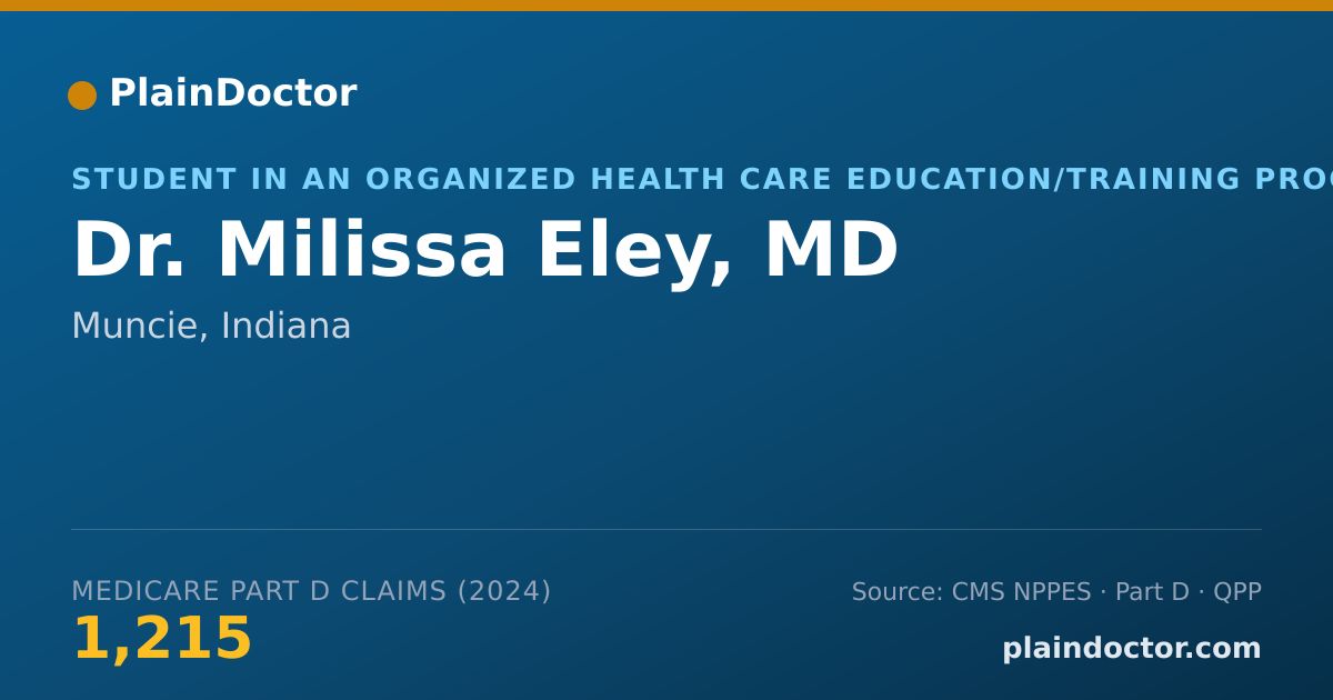 Shareable card for Milissa Eley, MD - Student in an Organized Health Care Education/Training Program, Muncie, IN