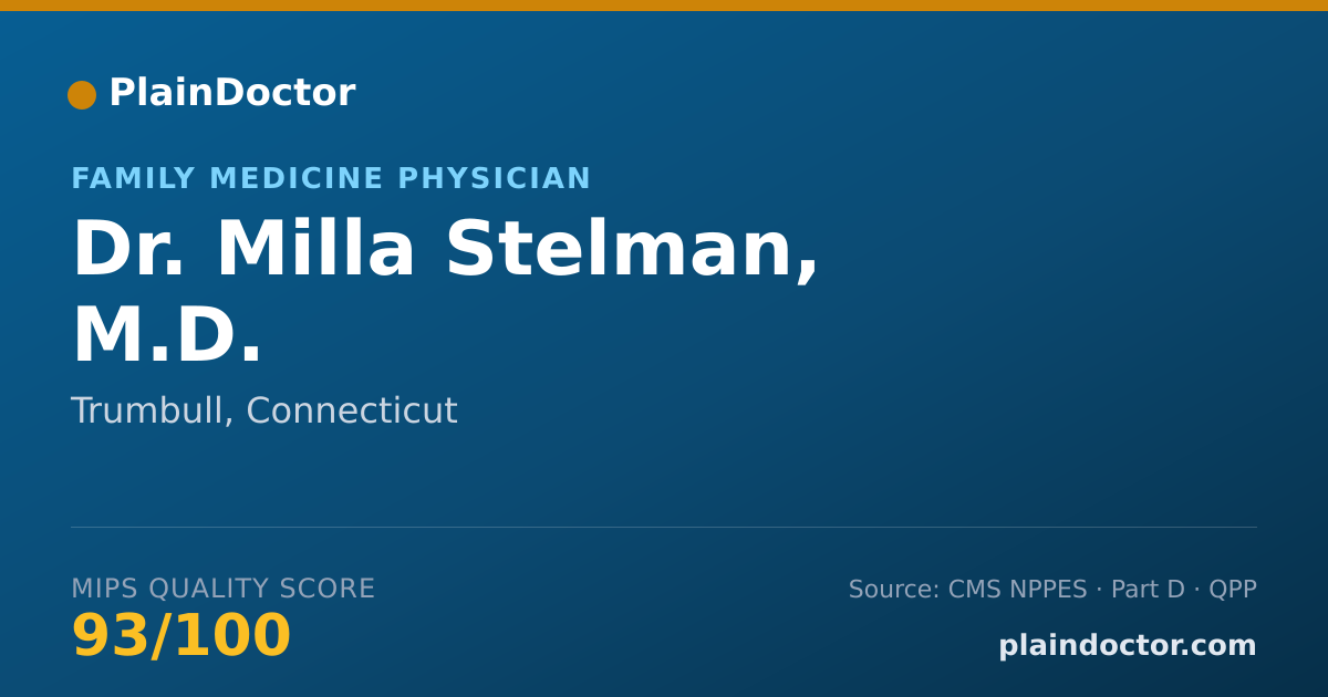 Shareable card for Milla Stelman, M.D. - Family Medicine Physician, Trumbull, CT