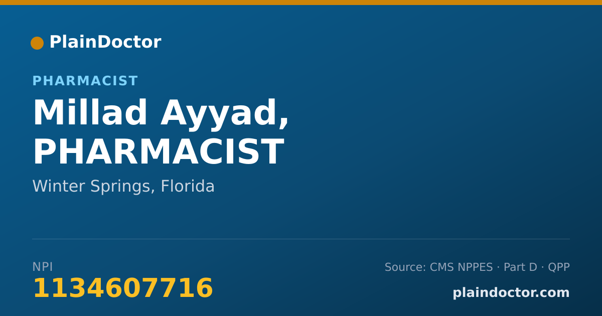 Shareable card for Millad Ayyad, PHARMACIST - Pharmacist, Winter Springs, FL