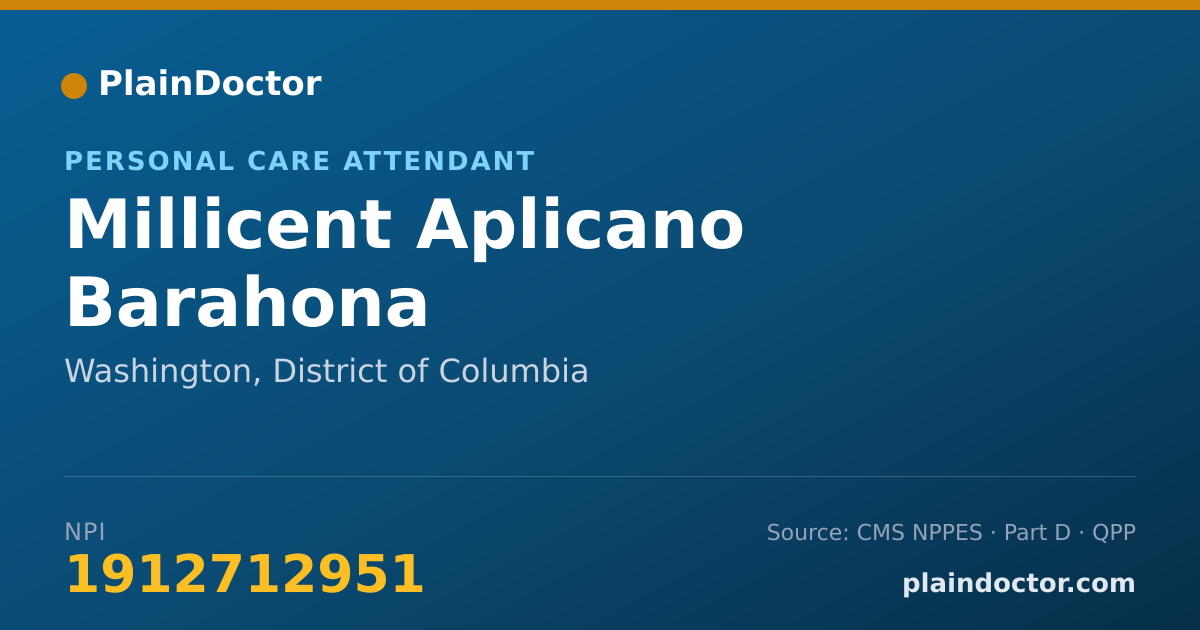 Shareable card for Millicent Aplicano Barahona - Personal Care Attendant, Washington, DC