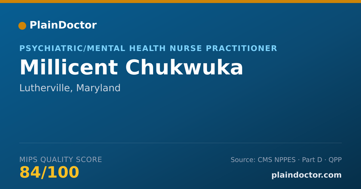 Shareable card for Millicent Chukwuka - Psychiatric/Mental Health Nurse Practitioner, Lutherville, MD