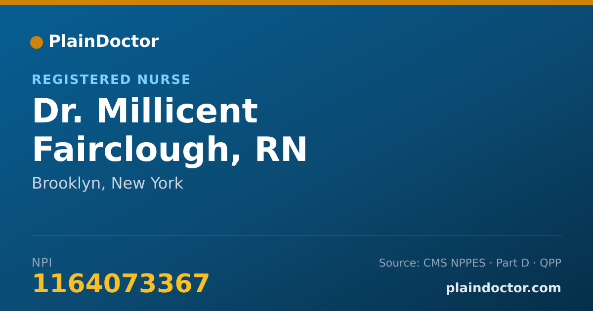 Shareable card for Millicent Fairclough, RN - Registered Nurse, Brooklyn, NY