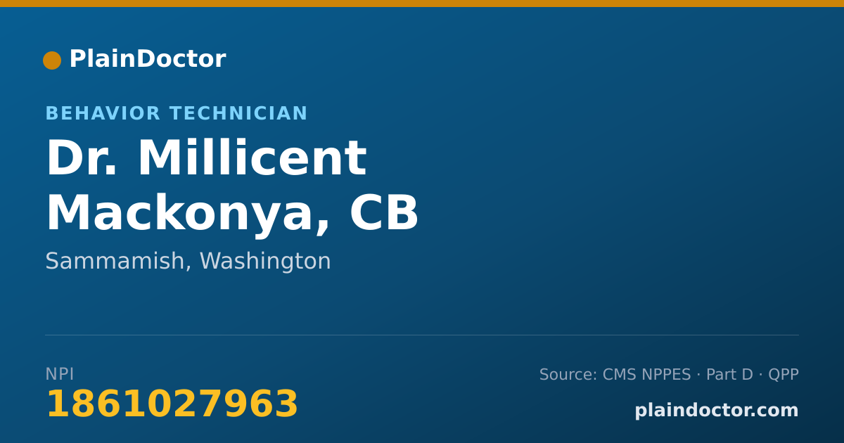 Shareable card for Millicent Mackonya, CB - Behavior Technician, Sammamish, WA