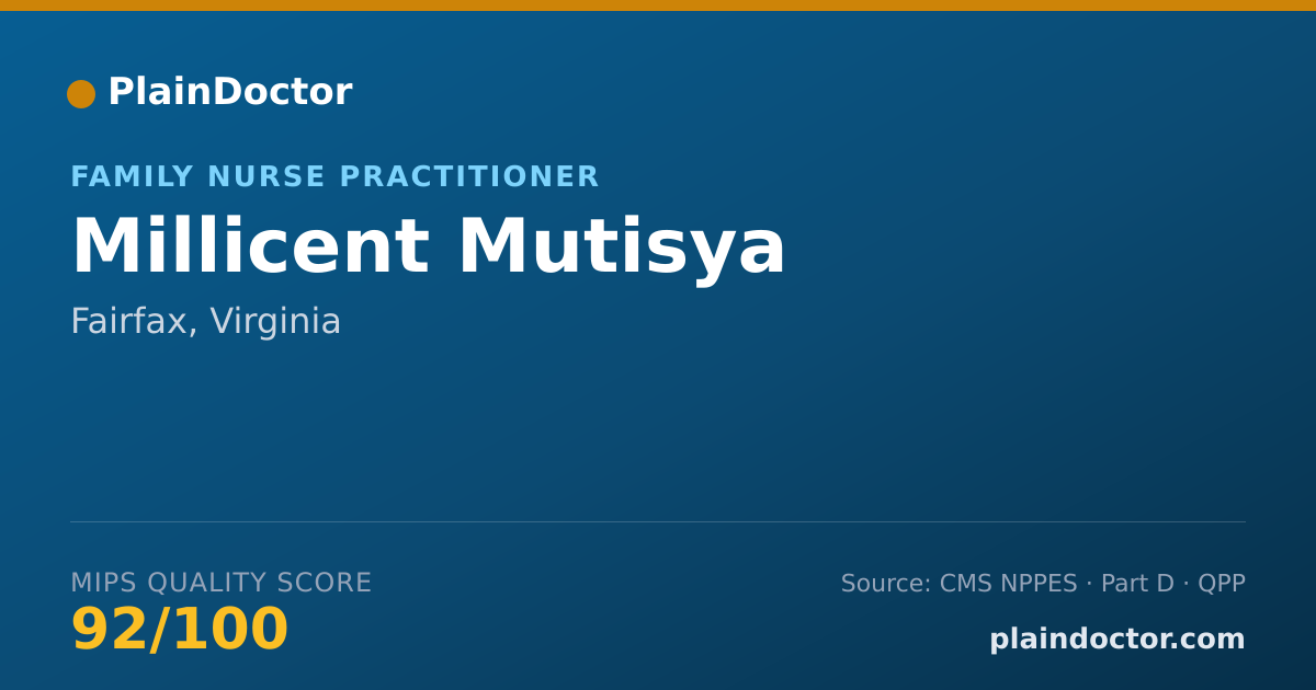 Shareable card for Millicent Mutisya - Family Nurse Practitioner, Fairfax, VA