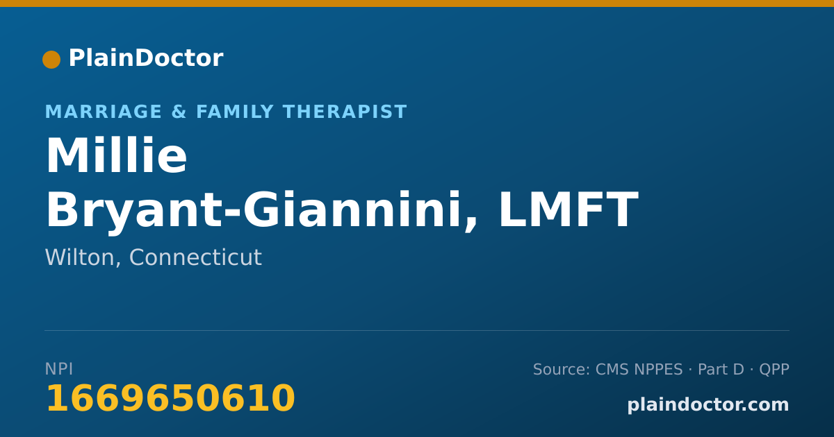 Shareable card for Millie Bryant-Giannini, LMFT - Marriage & Family Therapist, Wilton, CT