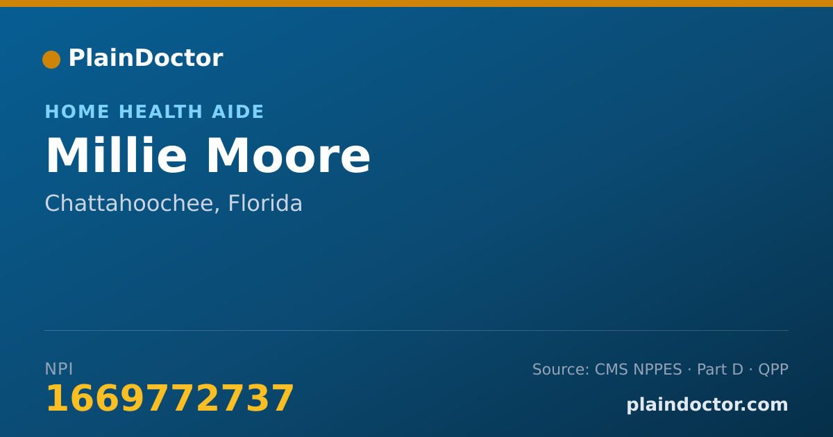 Shareable card for Millie Moore - Home Health Aide, Chattahoochee, FL