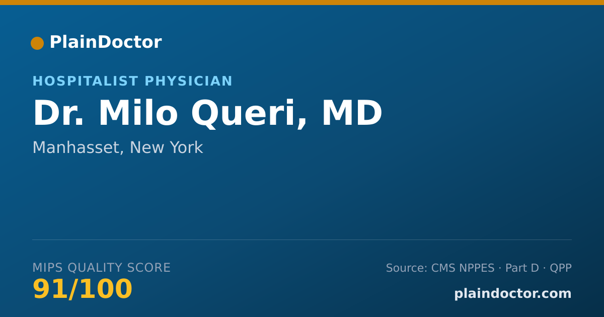 Shareable card for Milo Queri, MD - Hospitalist Physician, Manhasset, NY