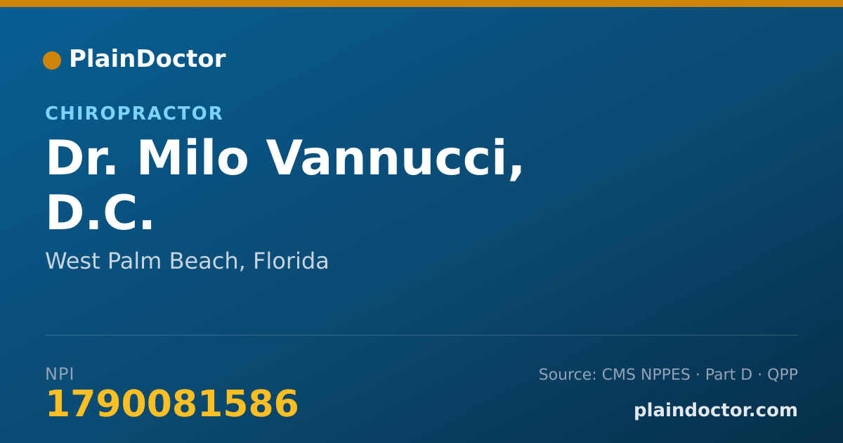 Shareable card for Milo Vannucci, D.C. - Chiropractor, West Palm Beach, FL