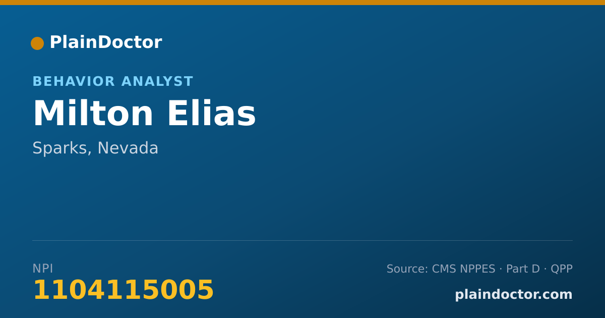 Shareable card for Milton Elias - Behavior Analyst, Sparks, NV