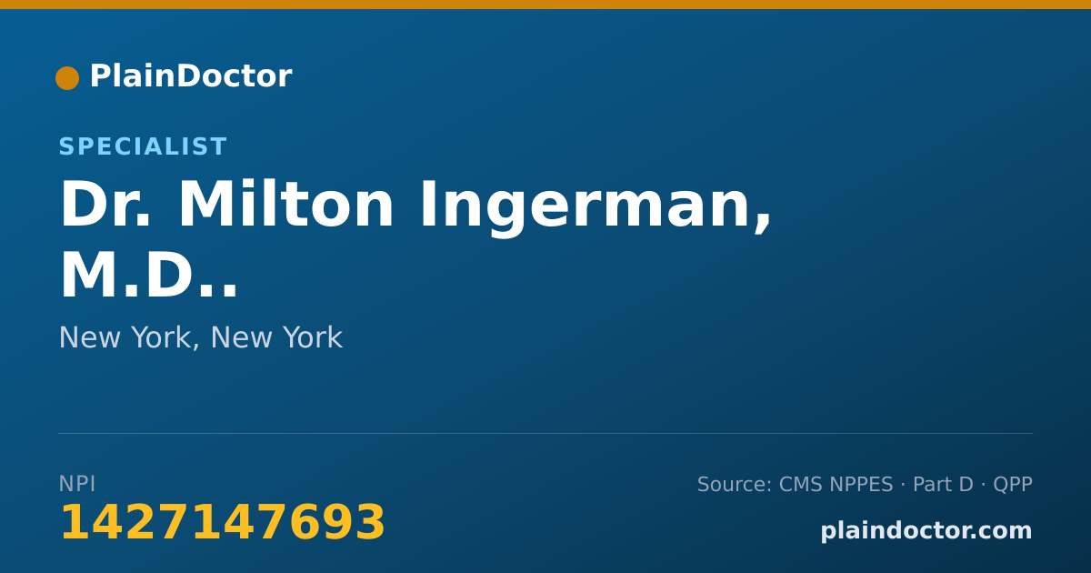 Shareable card for Milton Ingerman, M.D.. - Specialist, New York, NY