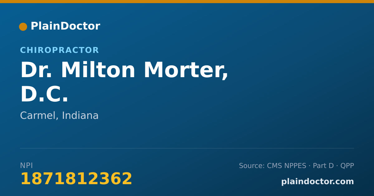 Shareable card for Milton Morter, D.C. - Chiropractor, Carmel, IN