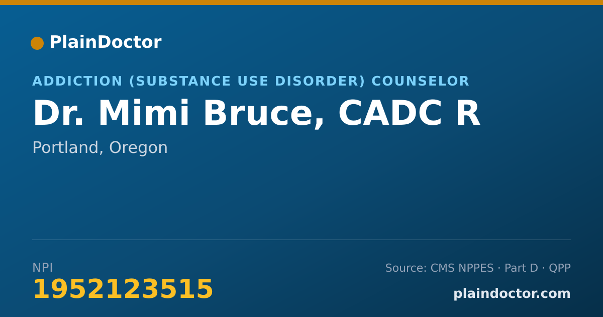 Shareable card for Mimi Bruce, CADC R - Addiction (Substance Use Disorder) Counselor, Portland, OR