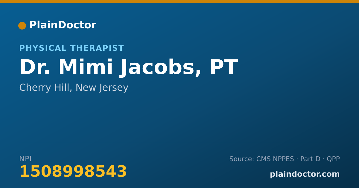 Shareable card for Mimi Jacobs, PT - Physical Therapist, Cherry Hill, NJ