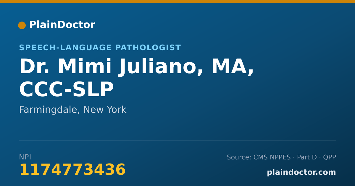 Shareable card for Mimi Juliano, MA, CCC-SLP - Speech-Language Pathologist, Farmingdale, NY