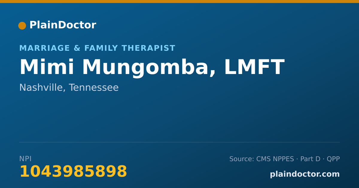 Shareable card for Mimi Mungomba, LMFT - Marriage & Family Therapist, Nashville, TN