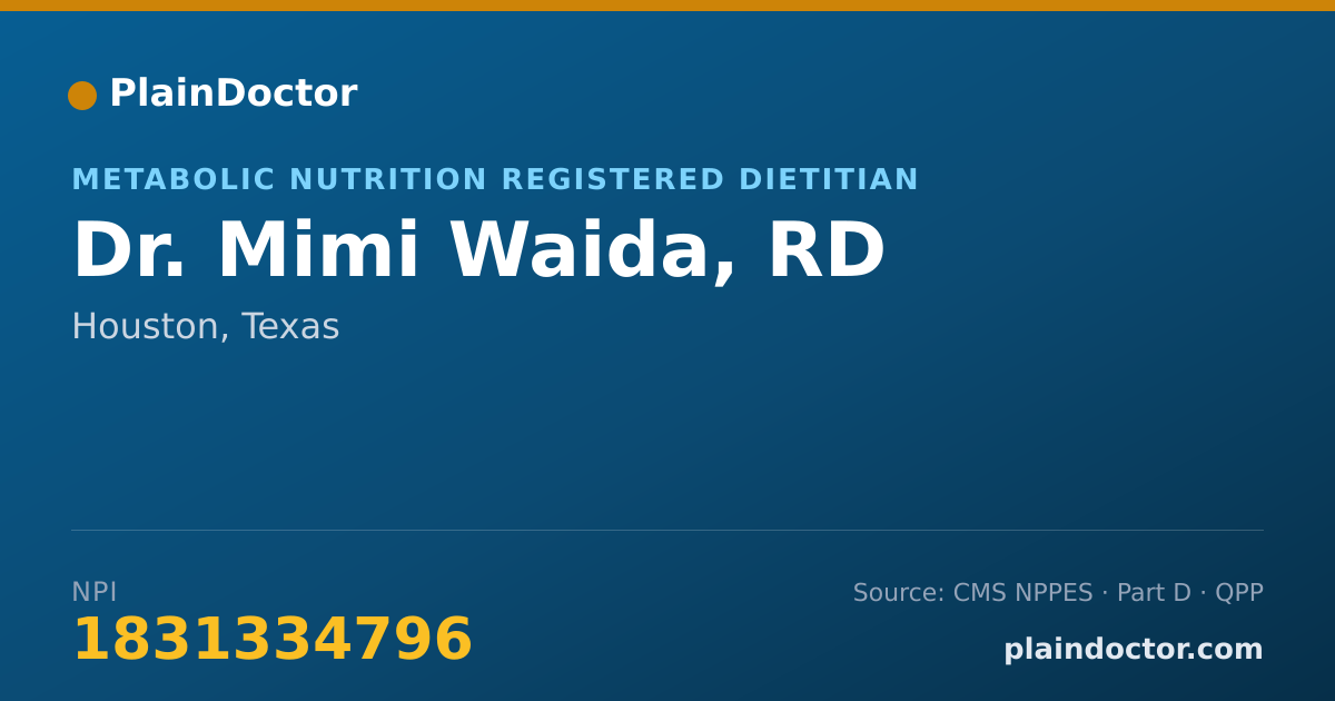 Shareable card for Mimi Waida, RD - Metabolic Nutrition Registered Dietitian, Houston, TX