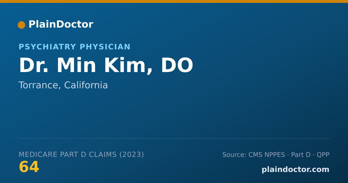 Shareable card for Min Kim, DO - Psychiatry Physician, Torrance, CA