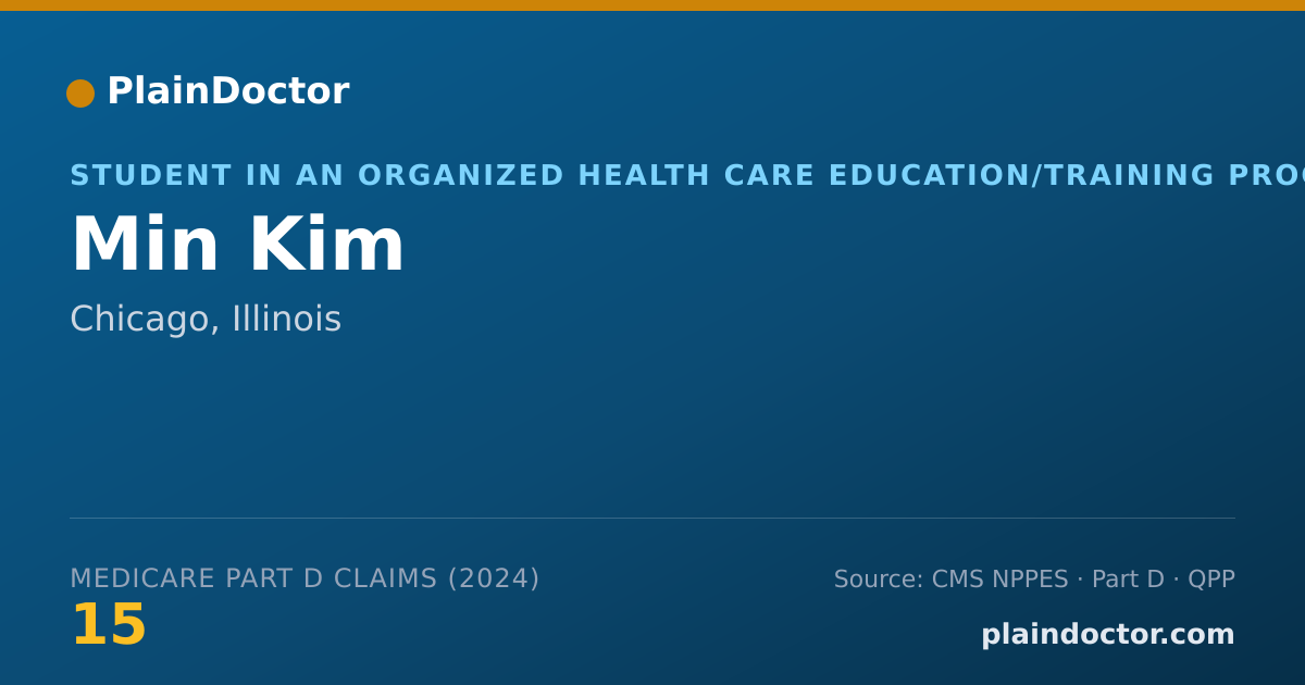 Shareable card for Min Kim - Student in an Organized Health Care Education/Training Program, Chicago, IL