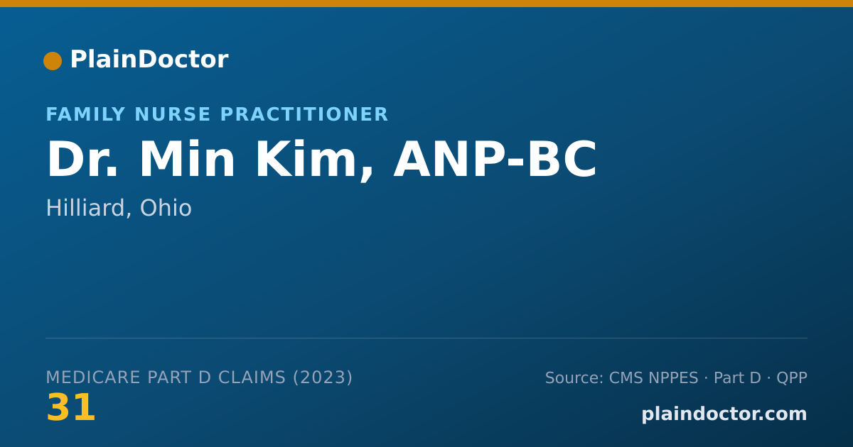 Shareable card for Min Kim, ANP-BC - Family Nurse Practitioner, Hilliard, OH