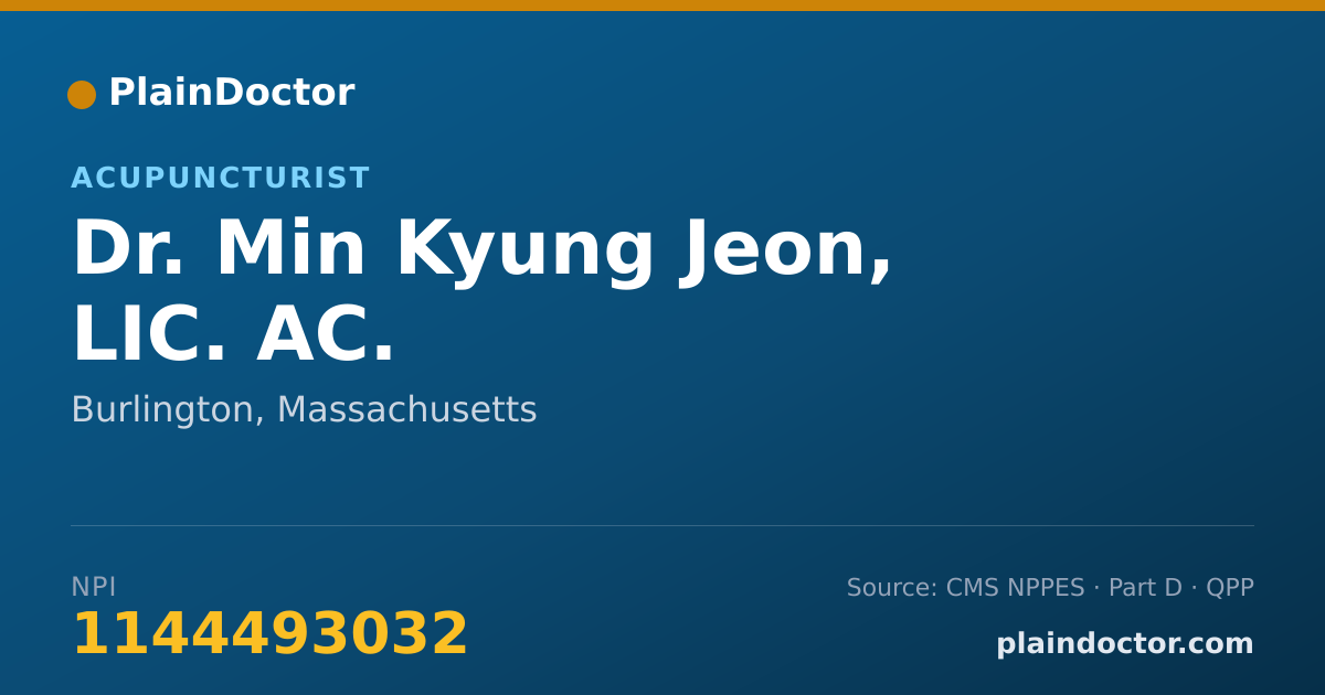 Shareable card for Min Kyung Jeon, LIC. AC. - Acupuncturist, Burlington, MA
