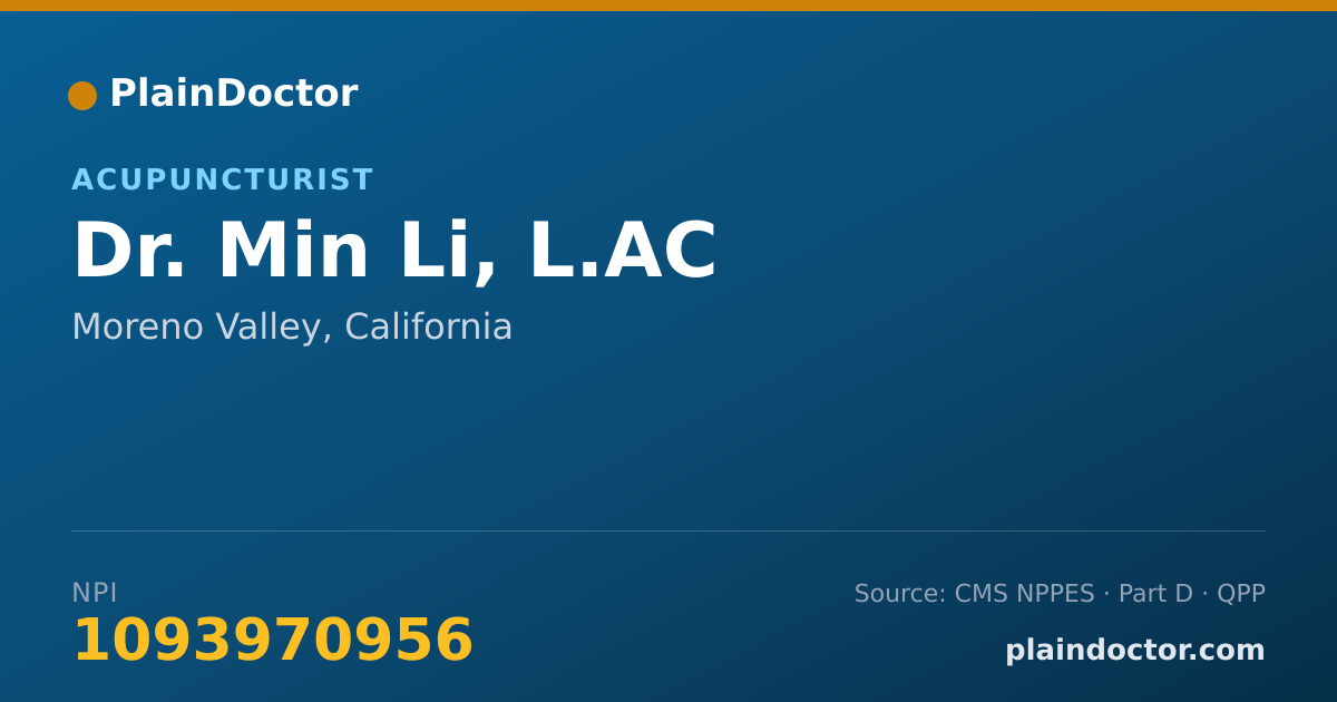 Shareable card for Min Li, L.AC - Acupuncturist, Moreno Valley, CA