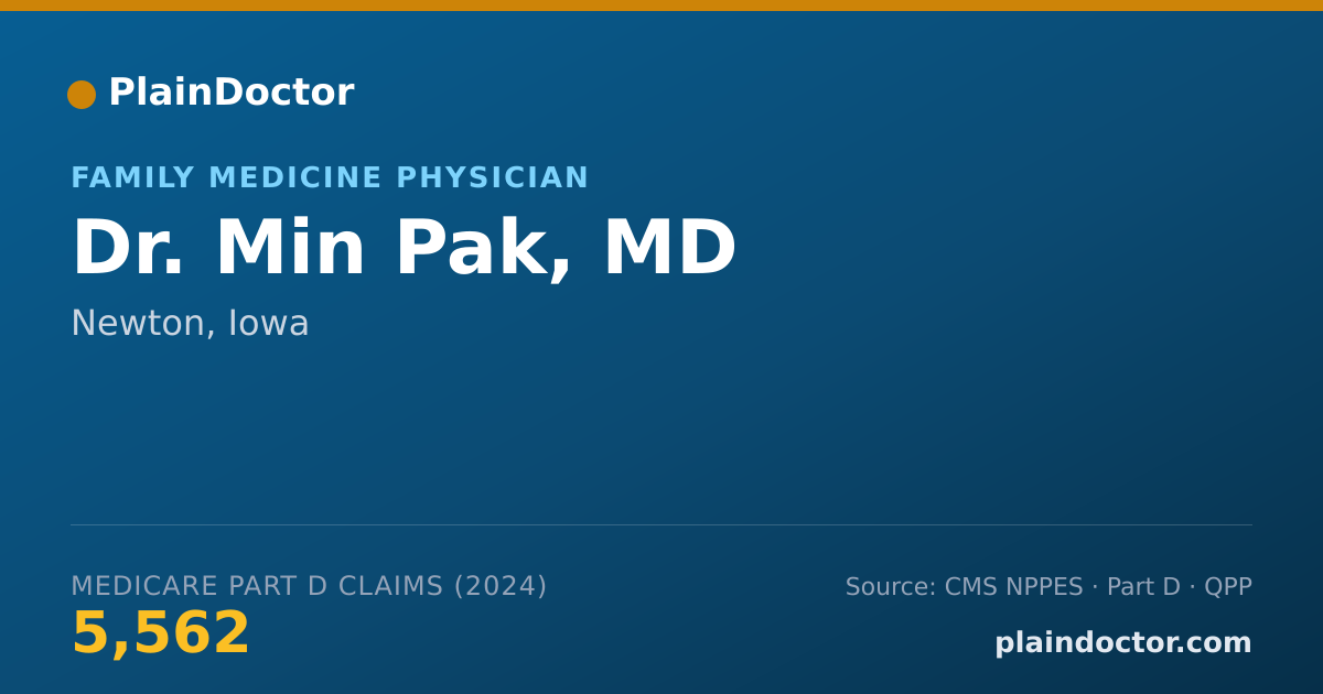 Shareable card for Min Pak, MD - Family Medicine Physician, Newton, IA