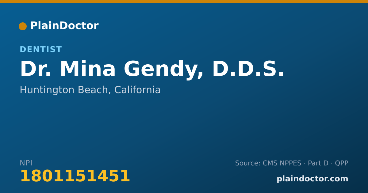 Shareable card for Mina Gendy, D.D.S. - Dentist, Huntington Beach, CA