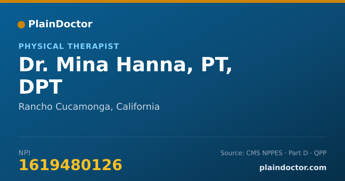 Shareable card for Mina Hanna, PT, DPT - Physical Therapist, Rancho Cucamonga, CA