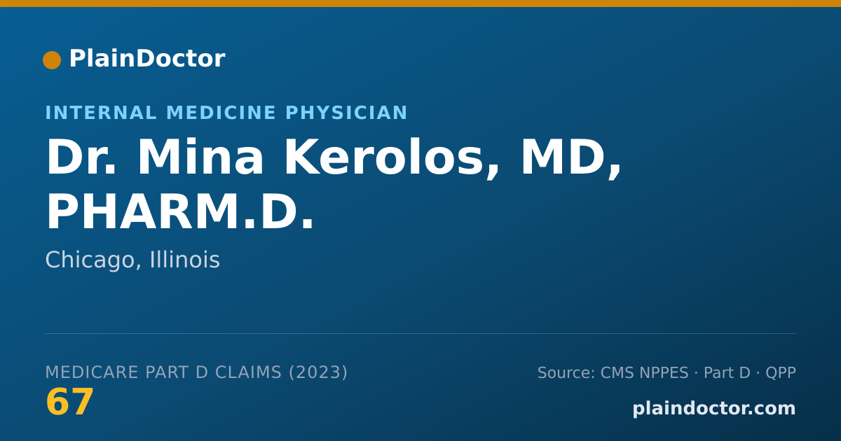 Shareable card for Mina Kerolos, MD, PHARM.D. - Internal Medicine Physician, Chicago, IL