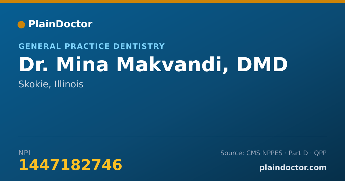 Shareable card for Mina Makvandi, DMD - General Practice Dentistry, Skokie, IL
