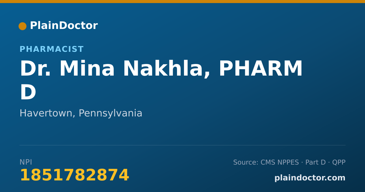 Shareable card for Mina Nakhla, PHARM D - Pharmacist, Havertown, PA