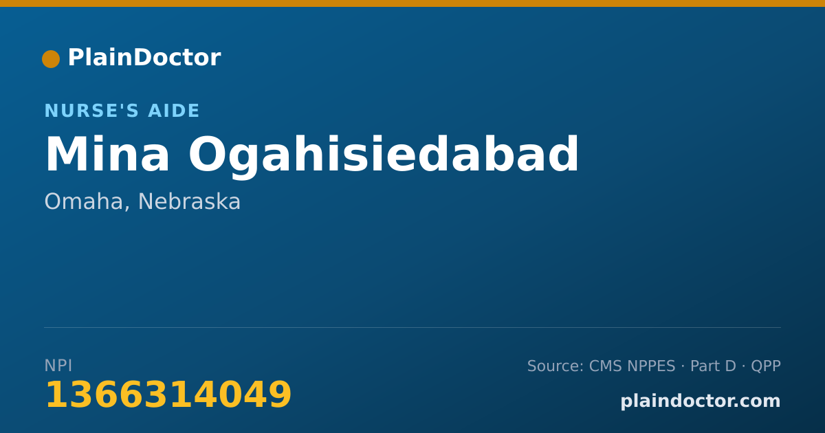Shareable card for Mina Ogahisiedabad - Nurse's Aide, Omaha, NE