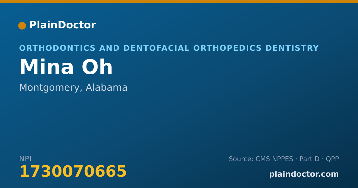 Shareable card for Mina Oh - Orthodontics and Dentofacial Orthopedics Dentistry, Montgomery, AL